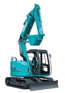 Kobelco 7.5 Tonne Excavator SK75SR-3 White background