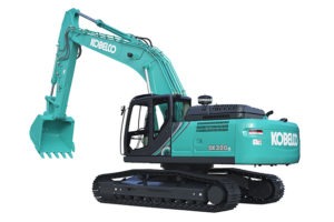 Kobelco 30 tonne excavator SK300LC10 on white background