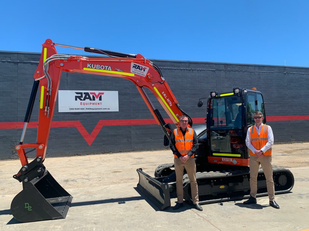 Pictured - Kubota KX080S Excavator with Kevin Grace (L) and Michael Grace (R)