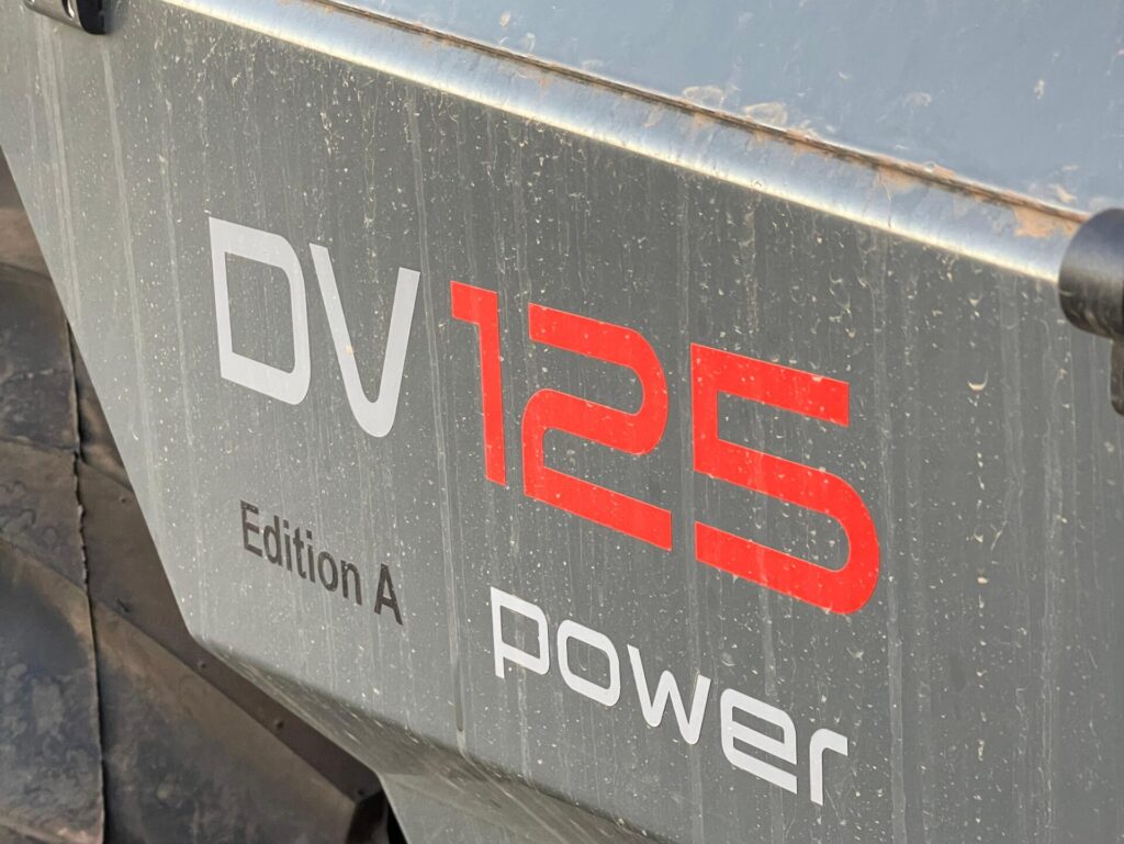 The Wacker Neuson Dumper Truck close up of the DV125 text that sys "Edition A" "Power"
